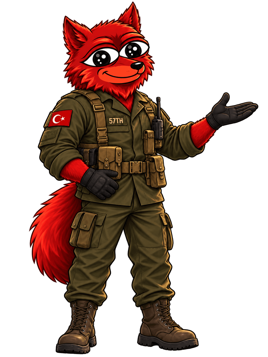 Börü — 57TH Turkish Regiment'in maskotu, üniformalı kızıl kurt